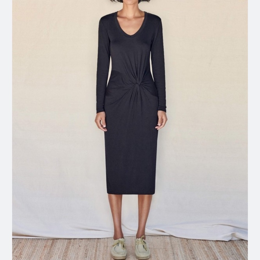 Sundry Knotted Dress with Side Slit in Navy Size 0